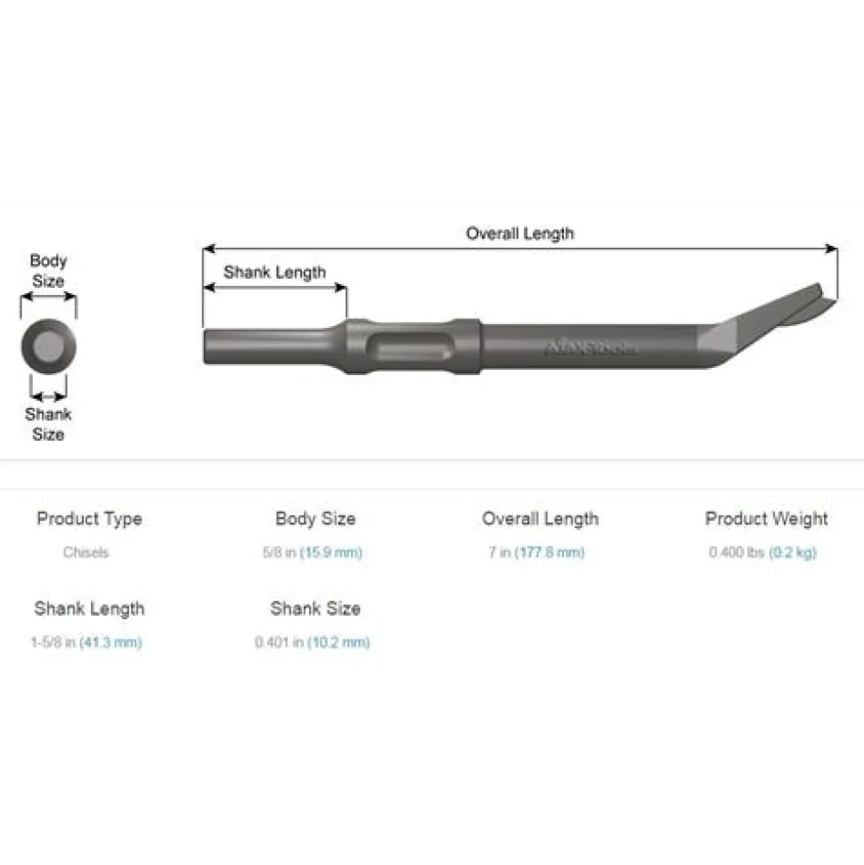 Ajax Claw Ripper Edging Tool Air Hammer Chisel .401 Shank A3105