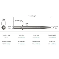 Ajax Tapered Punch Air Hammer Chisel .401 Shank A911