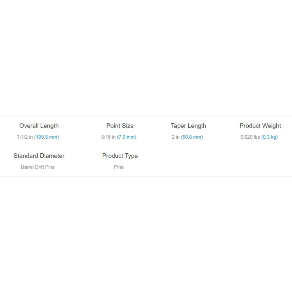 Ajax 11/16X7-1/2 Barrel Drift Pin 633