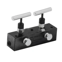 BVA MANIFOLD BLOCK, 2 NEEDLE VALVE, OIL PORT 3/8"-18NPTF, 6" LONG, 10,000 PSI (700 BAR) MFC2