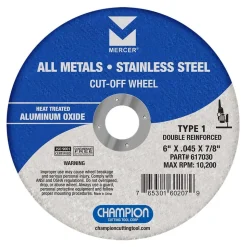 Champion Mercer 6" x .045" x 7/8" Cut-Off Wheels Type 1 Thin 617030