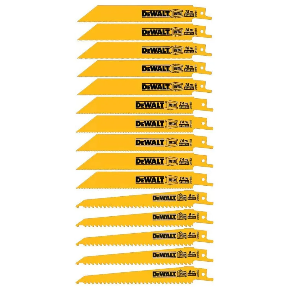 DeWalt 15 Piece Bi-Metal Reciprocating Saw Blade Case Set Kit DW4890