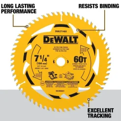 DeWalt 7-1/4" 60T Circular Saw Blade with 5/8 Inch Arbor DWA271460