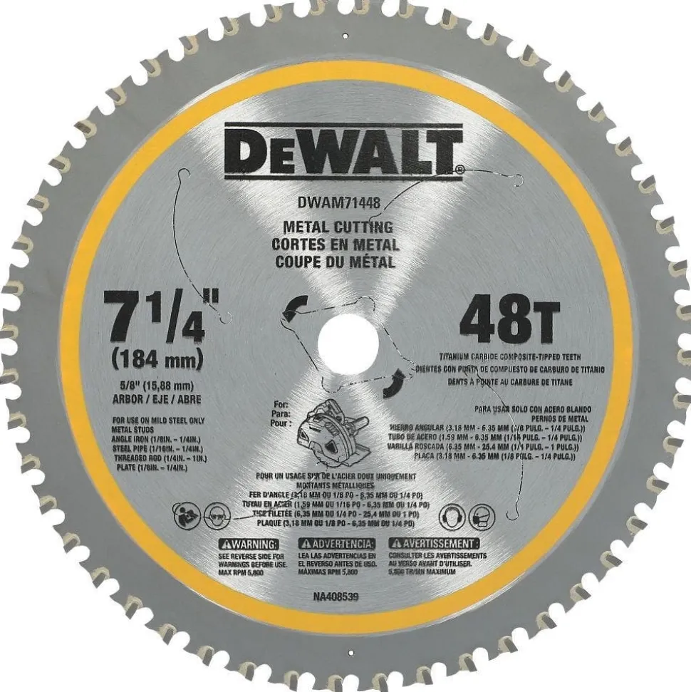 DeWalt 7-1/4" 48T Metal Cutting Saw Blade DWAM71448