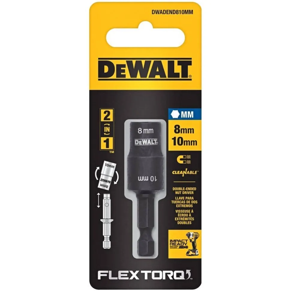 DeWalt 8mm + 10mm Double-Ended Detachable Nut Driver DWADEND810MM