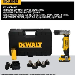 DeWalt Power Tools 20V MAX* Copper Swage Tool Kit DCE450D1