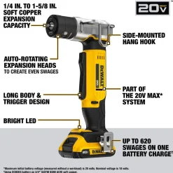 DeWalt Power Tools 20V MAX* Copper Swage Tool Kit DCE450D1