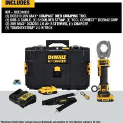 DeWalt 20V MAX* Compact Died Crimping Tool Kit DCE310D2
