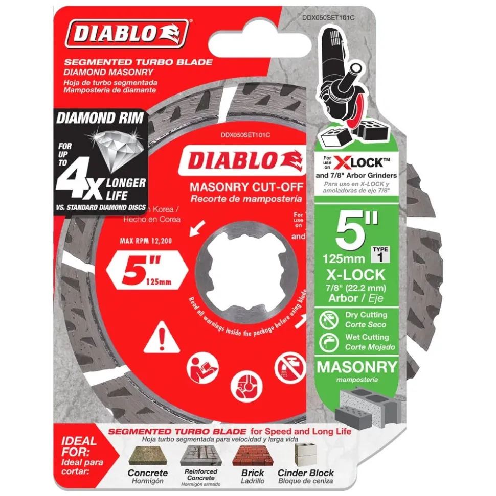 Diablo 5 in. Diamond Segmented Turbo Masonry Cut-Off with X-LOCK arbor DDX050SET101C