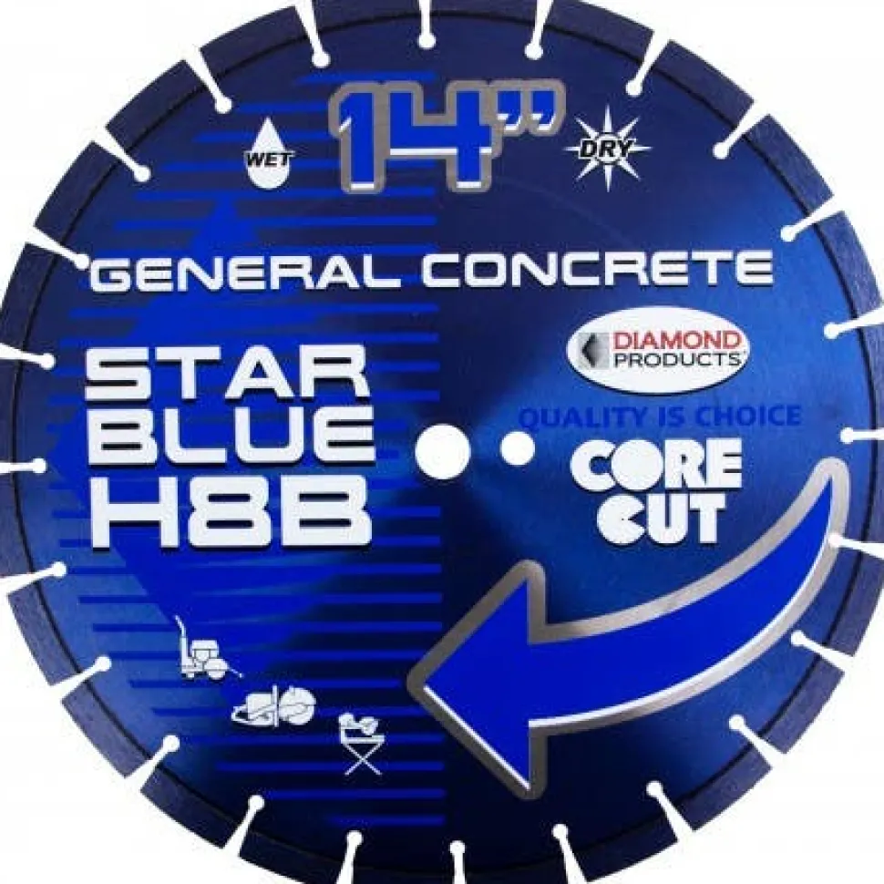 Diamond Products 16" x .125" Star Blue Wet/Dry High Speed Blade H8B Concrete 21424