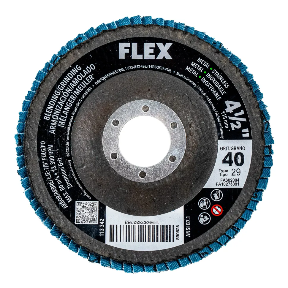 FLEX 4-1/2" Blending/Grinding 40 Grit Flap Disc FA302004