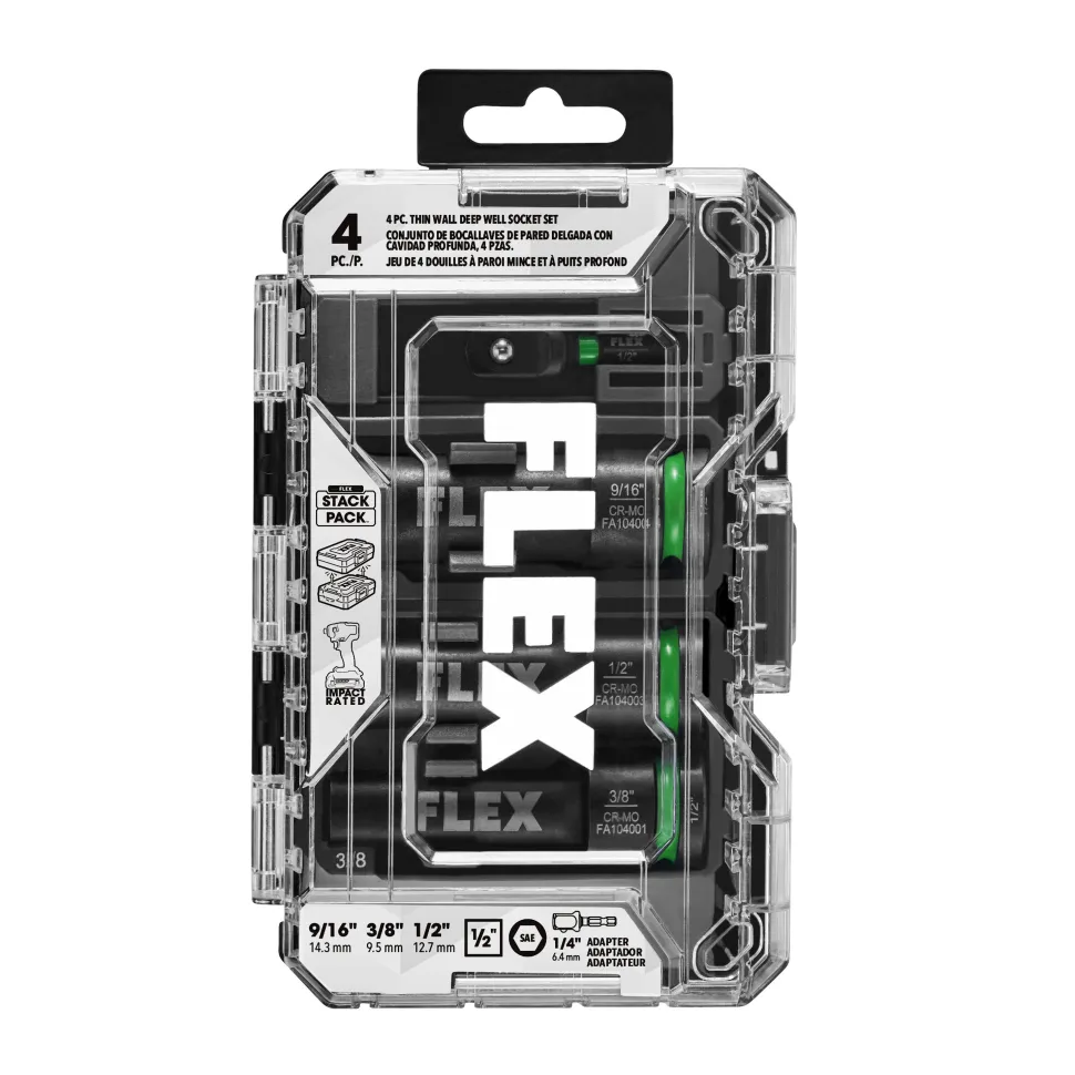FLEX 4 Pc. Thin Wall Deep Well Socket Set FAM10402-4