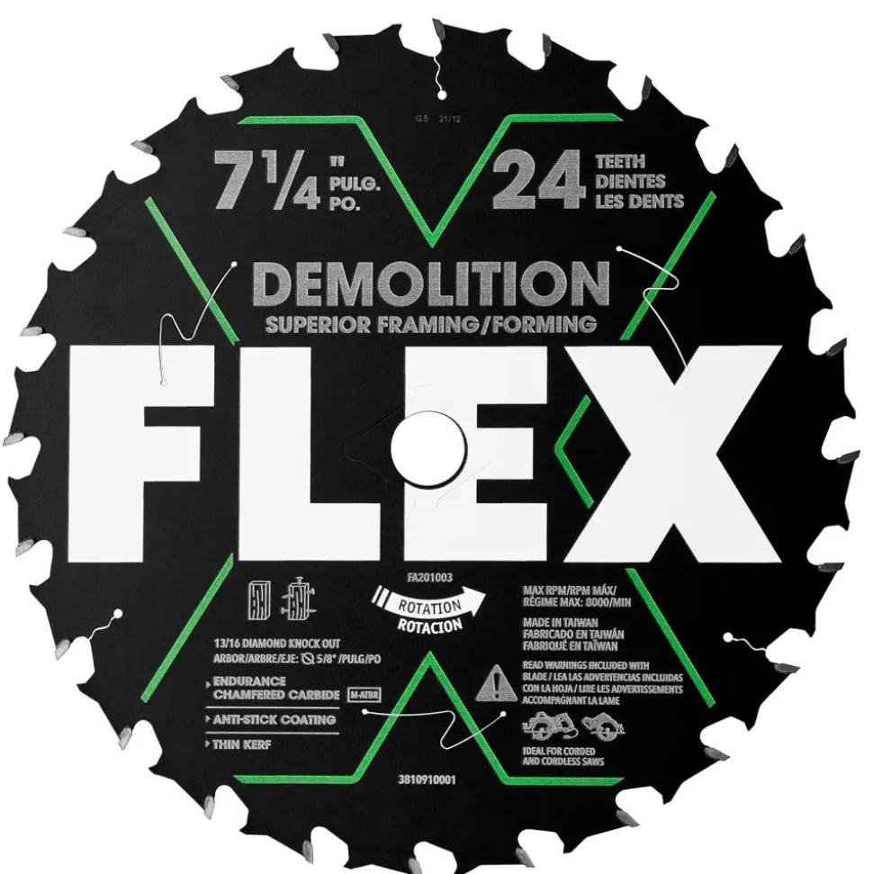 FLEX 7-1/4" 24T Demolition Superior Framing/Forming Circular Saw Blade FA201003-10B