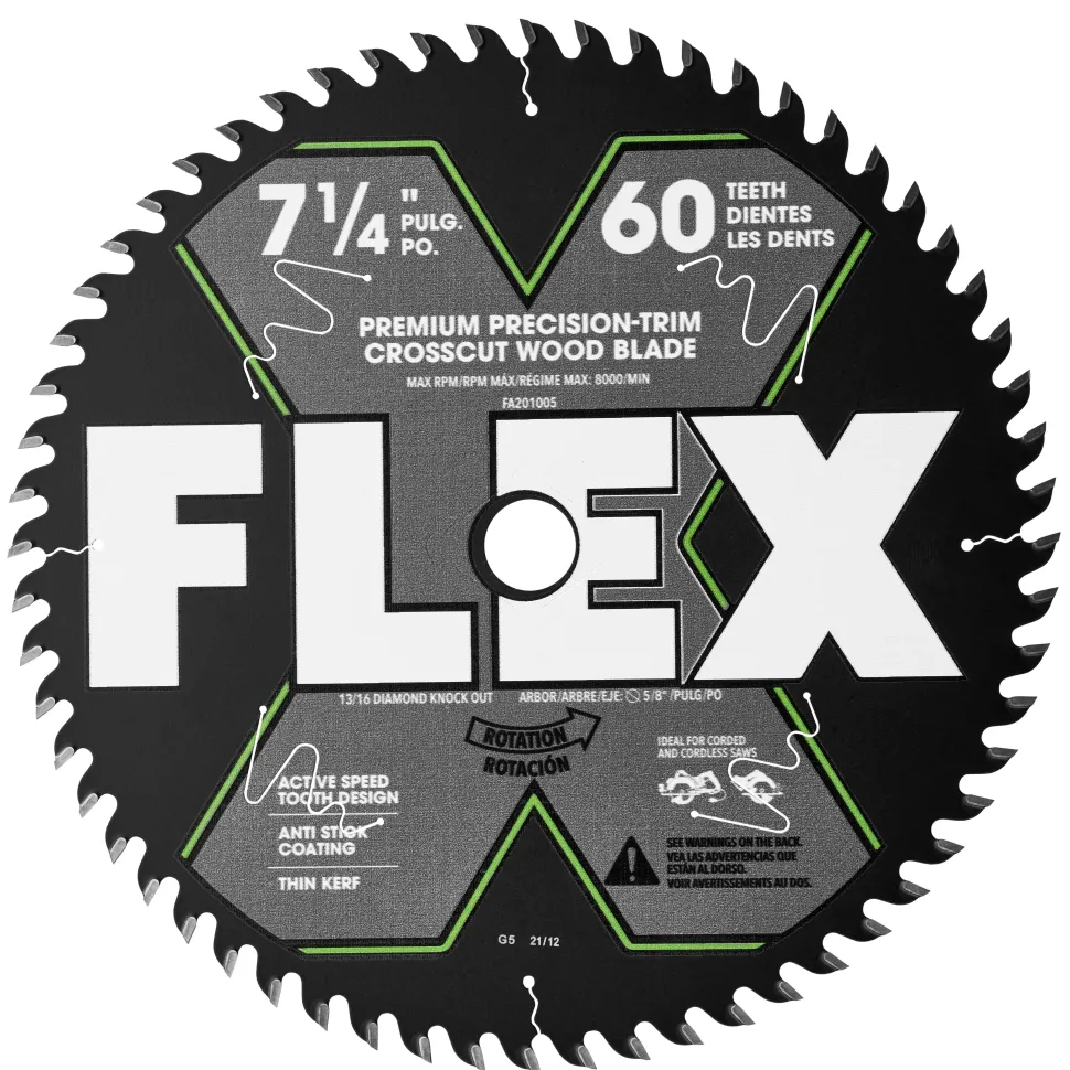 FLEX 7-1/4" 60T Premium Precision-Trim/Crosscut Wood Blade FA201005-10B