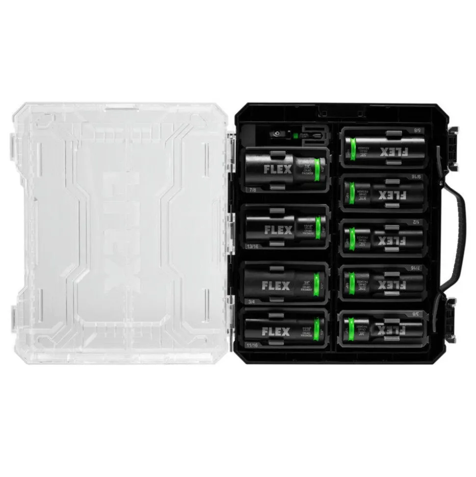 FLEX 10-Piece Thin Wall Deep Well 6-Point 1/2" Drive Impact Nut Socket Set FAM10401-10