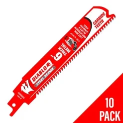 Freud Diablo 6" Steel Demon Thick Metal 8 TPI Carbide Reciprocating Saw Blade (10 Pack) DS0608CF10