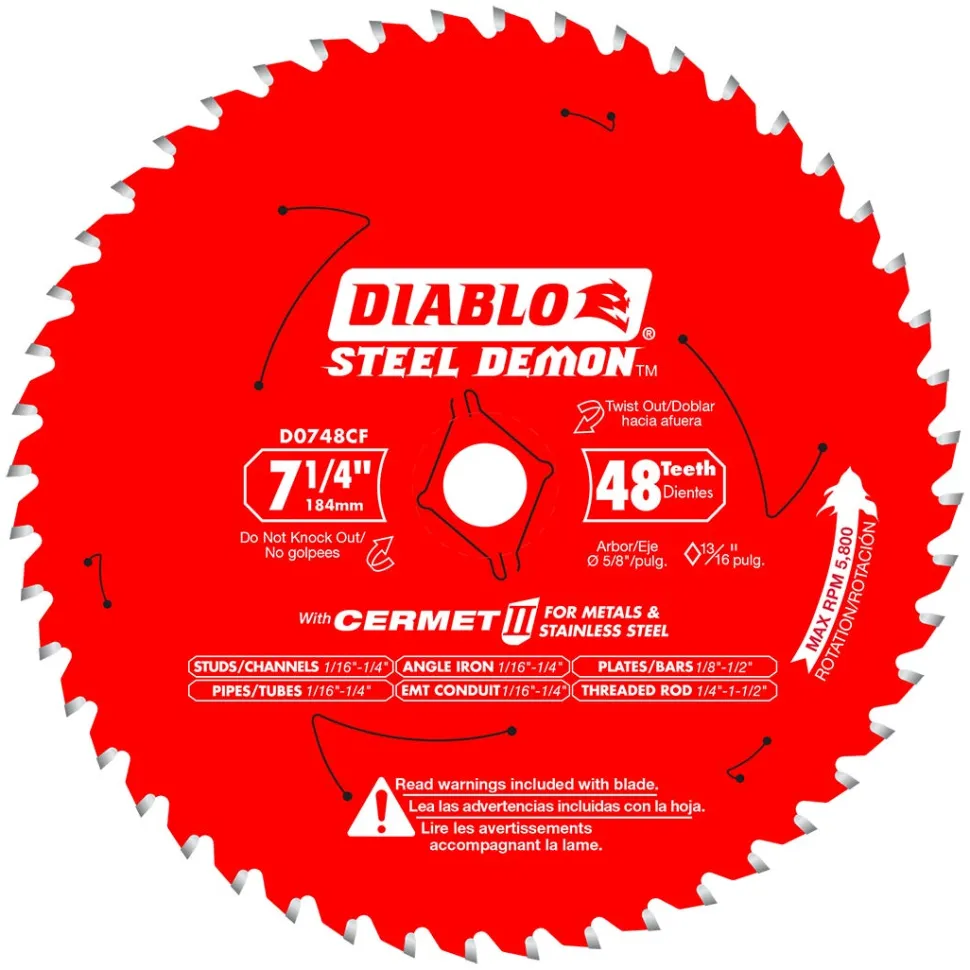 Freud Diablo 7-1/4" 48-Tooth Steel Demon Metal & Stainless Steel Circular Saw Blade Cermet II D0748CFA