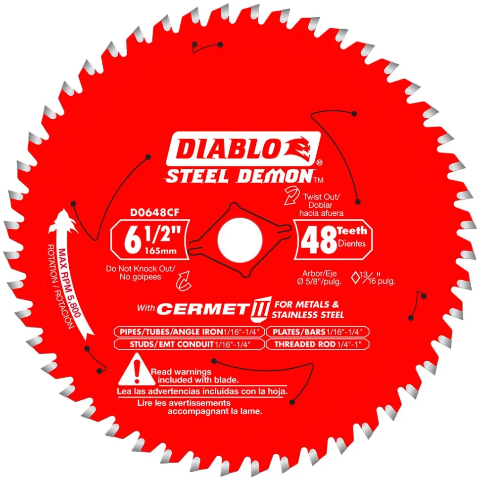 Freud Diablo 6-1/2" 48-Tooth Steel Demon Metal & Stainless Circular Saw Blade Cermet II D0648CFA