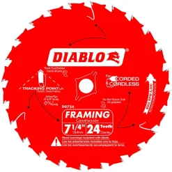 Freud Diablo 7-1/4" 24-Tooth Wood Framing Circular Saw Blade D0724A