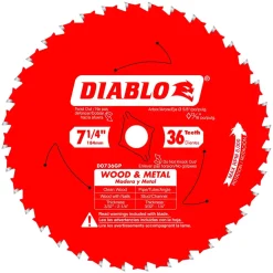 Freud Diablo 7-1/4" x 36 Tooth Wood & Metal Carbide Saw Blade D0736GPA