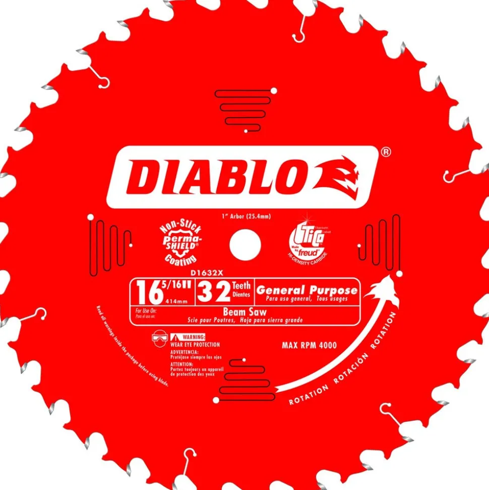 Freud Diablo Blades 16-5/16" x 32-Teeth General Purpose Saw Blade for Wood D1632X