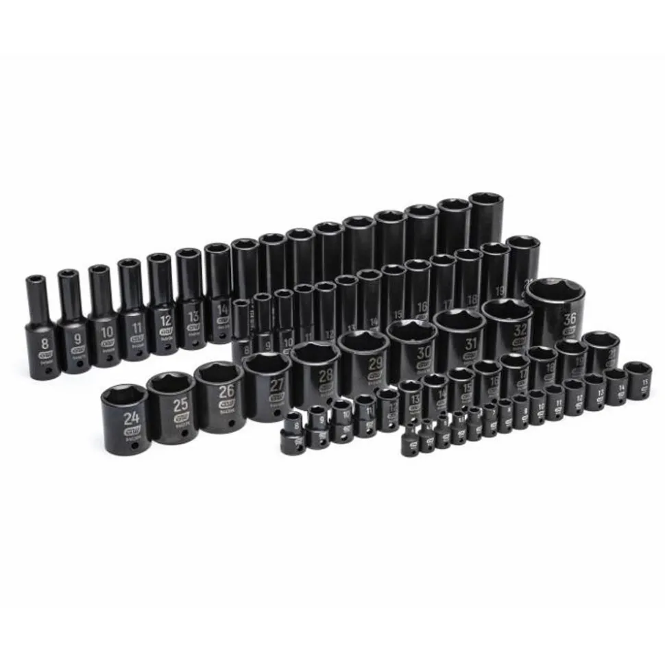Gearwrench 66 Piece 1/4", 3/8", 1/2" Drive 6 Point Metric Impact Socket Set w/ Foam Storage Tray GWMSISKMM