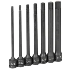 Grey Pneumatic 3/8" Drive 6" Length Impact Hex Drivers Set 1267H