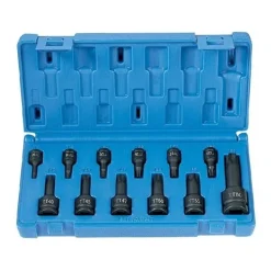 Grey Pneumatic 12 Piece 1/4" & 3/8" & 1/2" Drive Tamper Proof Impact Socket Set 1235TT