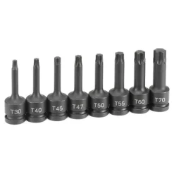 Grey Pneumatic 8 Piece 1/2" Drive Star Standard Length Impact Socket Set 1300T