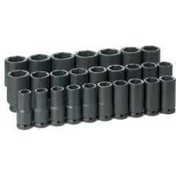 Grey Pneumatic 26 Piece 3/4" Drive Metric 6 Point Deep Impact Socket Set 8026MD