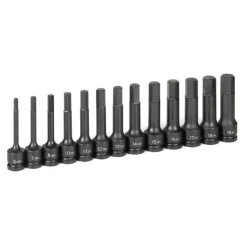 Grey Pneumatic 13 Piece 1/2" Drive Hex 4" Length Impact Socket Set (Metric) 1343MH