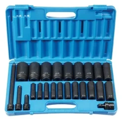 Grey Pneumatic 24 Piece 1/2" Drive Deep Length Impact Socket Set (SAE) 1324D