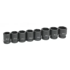 Grey Pneumatic 8 Piece 3/4" Drive 6-Point Standard Length Impact Socket Set (Metric) 8134M