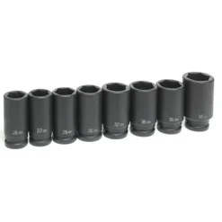 Grey Pneumatic 8 Piece 3/4" Drive 6-Point Deep Length Impact Socket Set (Metric) 8134MD