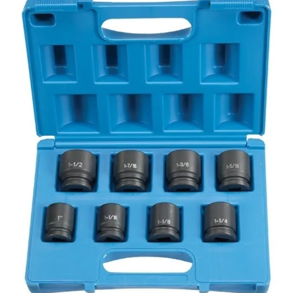 Grey Pneumatic 8 Piece 3/4" Drive 6-Point Standard Length Impact Socket Set (SAE) 8034