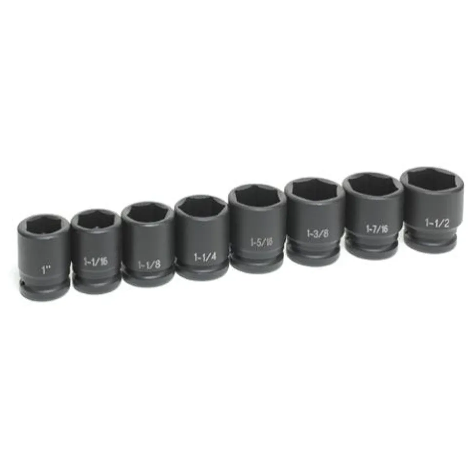 Grey Pneumatic 8 Piece 3/4" Drive 6-Point Standard Length Impact Socket Set (SAE) 8034