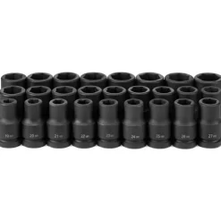 Grey Pneumatic 26 Piece 1'' Drive 6-Point Deep Length Impact Socket Set (Metric) 9026MD