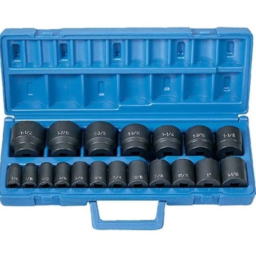 Grey Pneumatic 19 Piece 1/2" Drive Standard Impact Socket Set (SAE) 1319