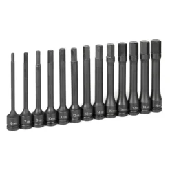 Grey Pneumatic 13 Piece 1/2" Drive Hex 6" Length Impact Socket Set (Metric) 1363MH