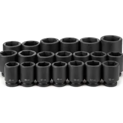 Grey Pneumatic 20 Piece 1" Drive 6-Point Deep Length Impact Socket Set (Metric) 9020MD