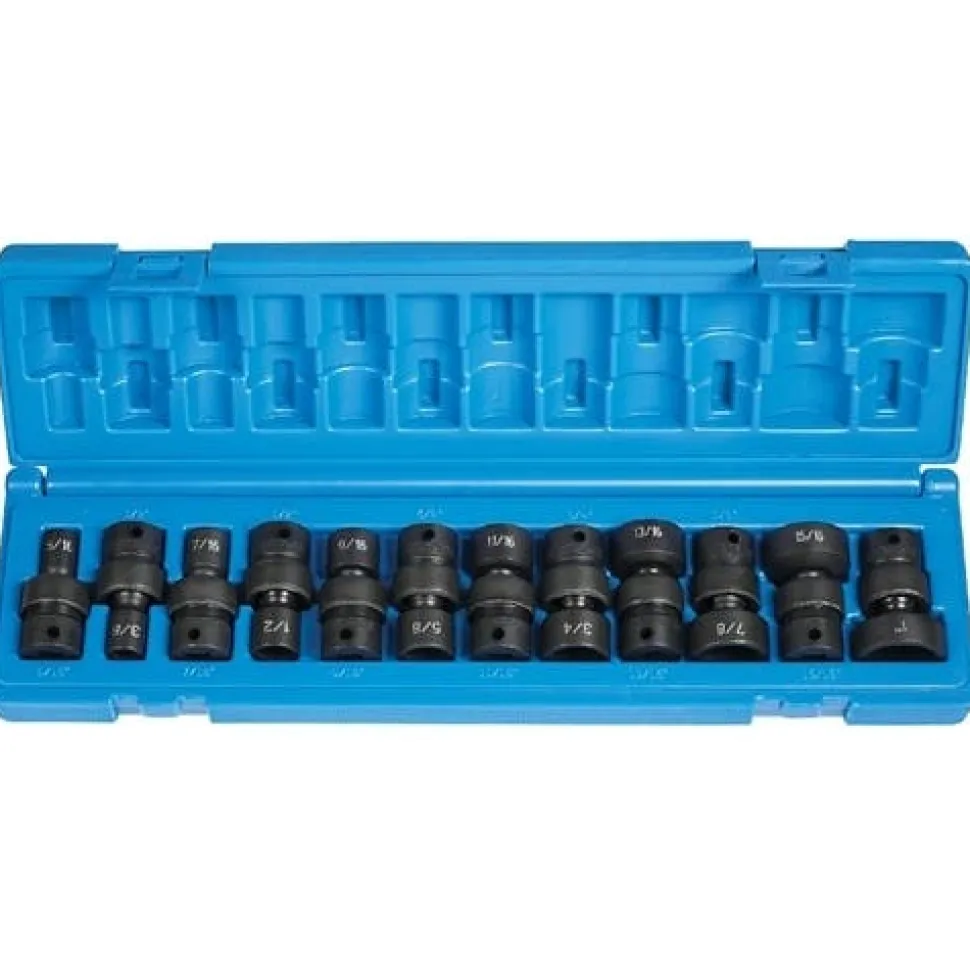 Grey Pneumatic 12 Piece 3/8" Drive 6-Point Standard Length Impact Socket Set (SAE) 1212U
