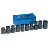 Grey Pneumatic 10 Piece #5 Spline Drive 6-Point Standard & Deep Length Impact Socket Set (SAE & Metric) 9260