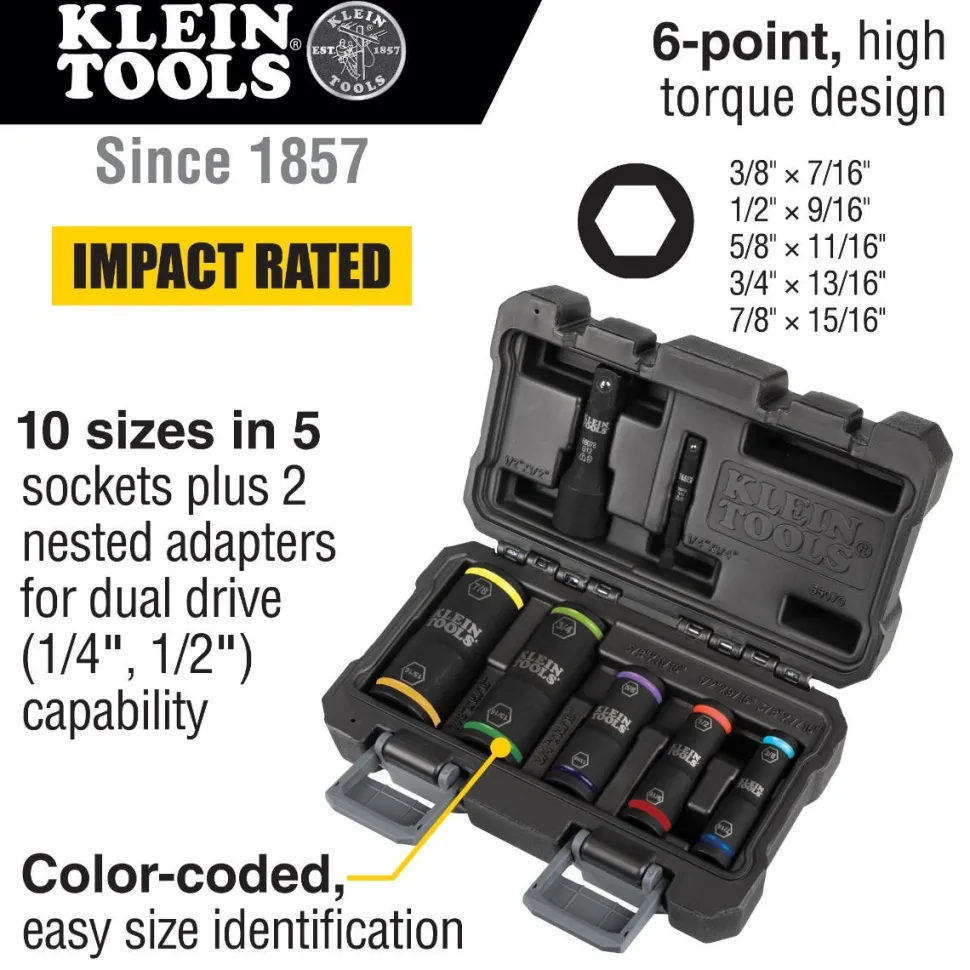 Klein Flip Impact Socket Set, 7-Piece 66070