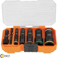 Klein Heavy Duty Flip Impact Socket Set, SAE, 8-Piece 65618
