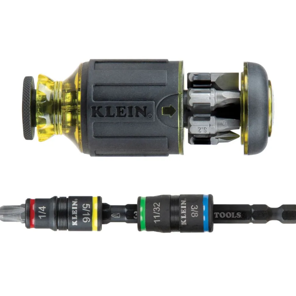Klein 12-in-1 Impact Rated Stubby Driver Set w/ Flip Sockets 32308HD