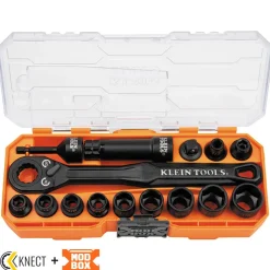 Klein KNECT 8-1/2" Drive Impact-Rated Pass Through Socket Set, 15-Piece 65400