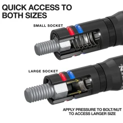 Klein Tools KNECT™ Quad-12 Deep-Well Heavy-Duty Impact Flip Sockets, SAE, 3-Piece 653QS