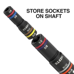 Klein Tools KNECT™ Quad-12 Deep-Well Heavy-Duty Impact Flip Sockets, SAE, 3-Piece 653QS