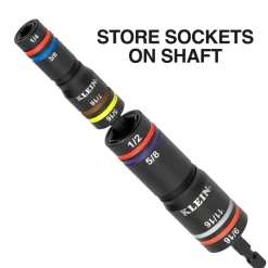 Klein Tools KNECT™ Quad-16 Heavy-Duty Impact Flip Sockets, SAE and Metric, 4-Piece 654QS