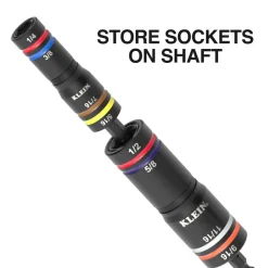 Klein Tools KNECT™ Quad-24 Heavy-Duty Impact Flip Sockets, SAE and Metric, 6-Piece 656QS